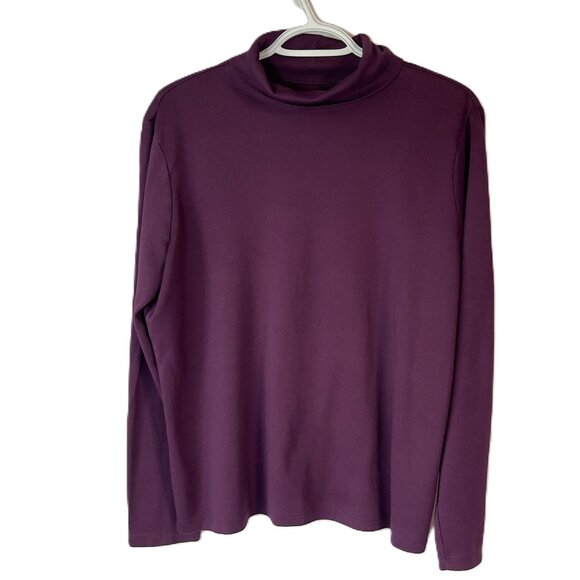 L.L.Bean Plum/Berry Purple 100% Cotton Turtleneck-T XL REG Warm Fall Layer Basic - Picture 1 of 9